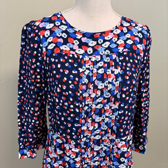 Boden Poppy Meadow Hotchpotch Pintock Contrast Dress Size 6R - Picture 2 of 5